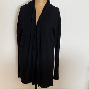 Grana sz M Italian Merino Women's Black Open Front Cardigan Sweater great cond